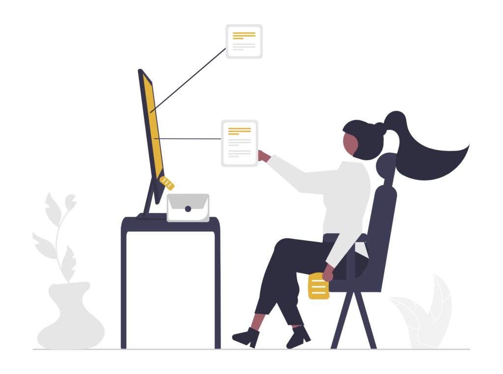 Femme travaillant sur un ordinateur.