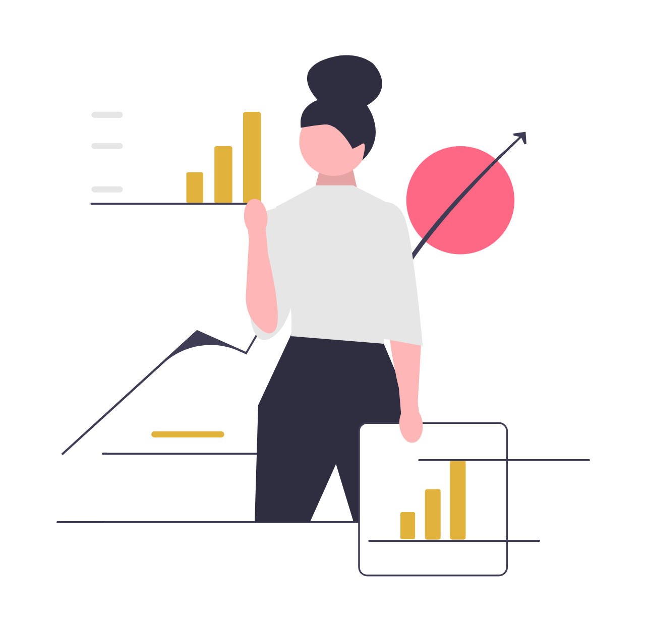 Femme avec graphiques et données